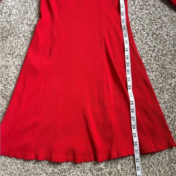 Zara Red Collared Ribbed Mini Dress Holiday Party Winter Casual Large - Picture 5 of 5